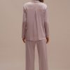 New Cozy Soft Long Sleeve Collared Neck Buttons Pj Set Pearl Pink