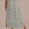 Hot Floral Casual Elastic Waist Pleated Midi Skirt Multi