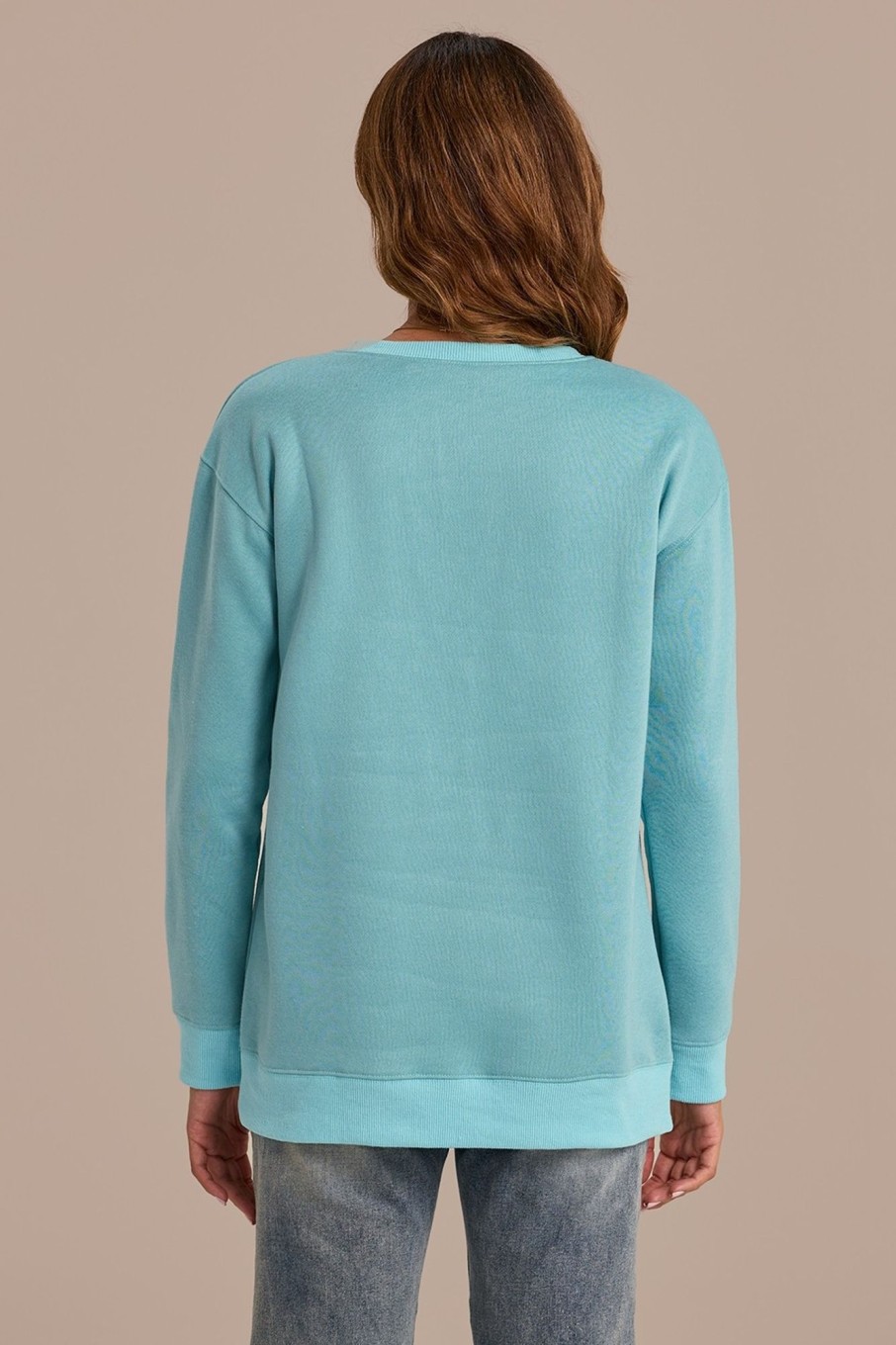 Clearance Round Neck Long Sleeve Casual Sweatshirt Sage