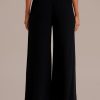 Online Smocked Waist Wide Leg Pants Black