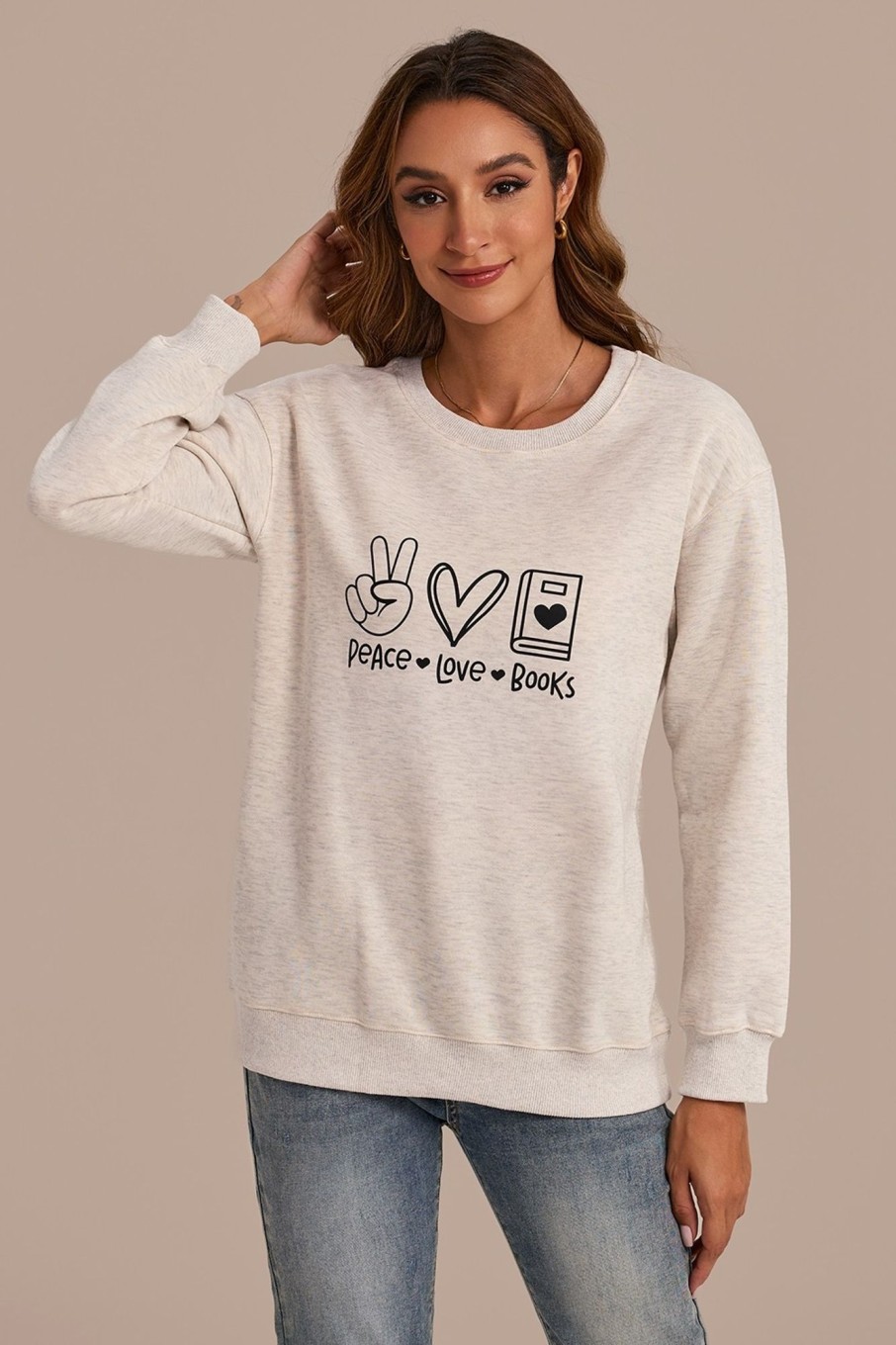 Best Round Neck Long Sleeve Sweatshirt White