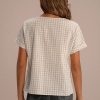 New Plaid V Neck Short Sleeve Shirt Latte