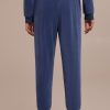 New Elastic Tie Waist Joggers With Pockets Blue