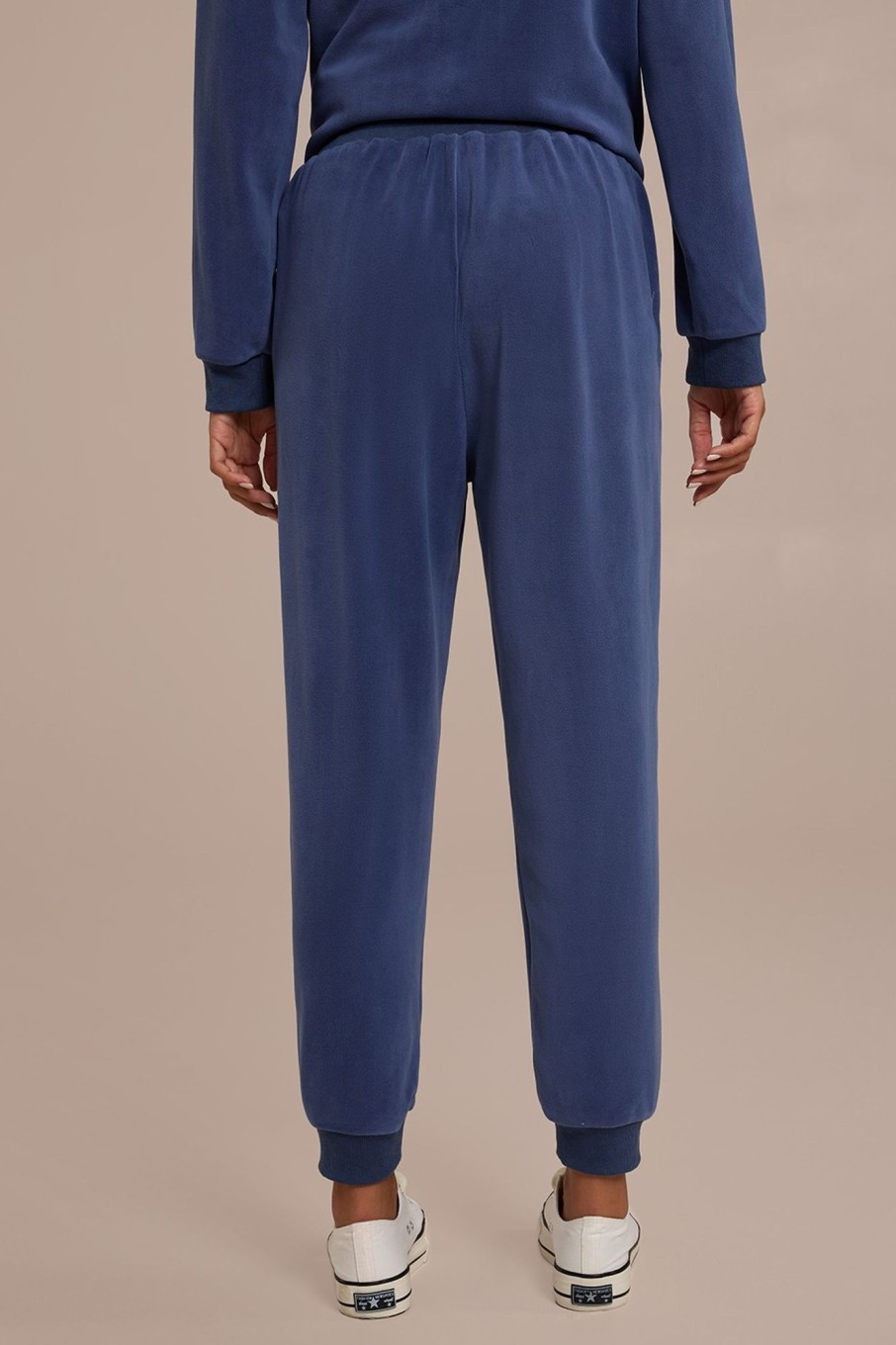 New Elastic Tie Waist Joggers With Pockets Blue