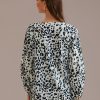 Clearance Vanilla Print V Neck 3/4 Sleeve Blouse Leopard