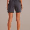 Online Basic Drawstring Waist Shorts Charcoal