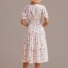 Wholesale Misty Rose Round Neck Short Sleeve Tiered Midi Dress Multi