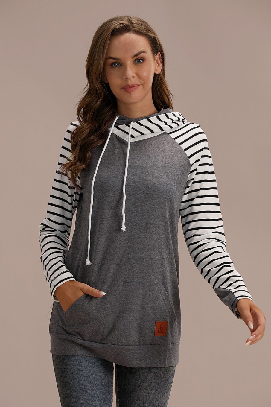 Hot Long Seelve Halfzip Side Pockets Hoodie Grey