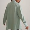 Best Green Long Sleeve Classic Neck Buttons Jacket Shirt Shacket Dusty