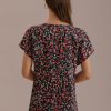 New Floral Round Neck Short Sleeve Blouse Multi Colors