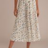 Wholesale Elastic Waist Buttons Midi Skirt Floral