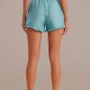 Hot Smocked Waist Ruffle Hem Shorts Sage