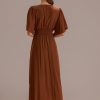 Online Short Sleeve Sweetheart Neck Maxi Dress Coffee