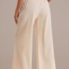 Wholesale Waist Tie Crop Wide Leg Pants Beige