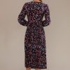 Wholesale 3/4 Sleeve Crew Neck Confetti Print Midi Dress Multi