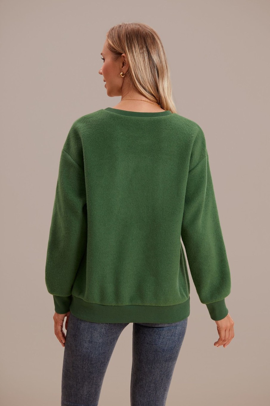 Hot Bird Pattern Long Sleeve Round Neck Sweatshirt Green