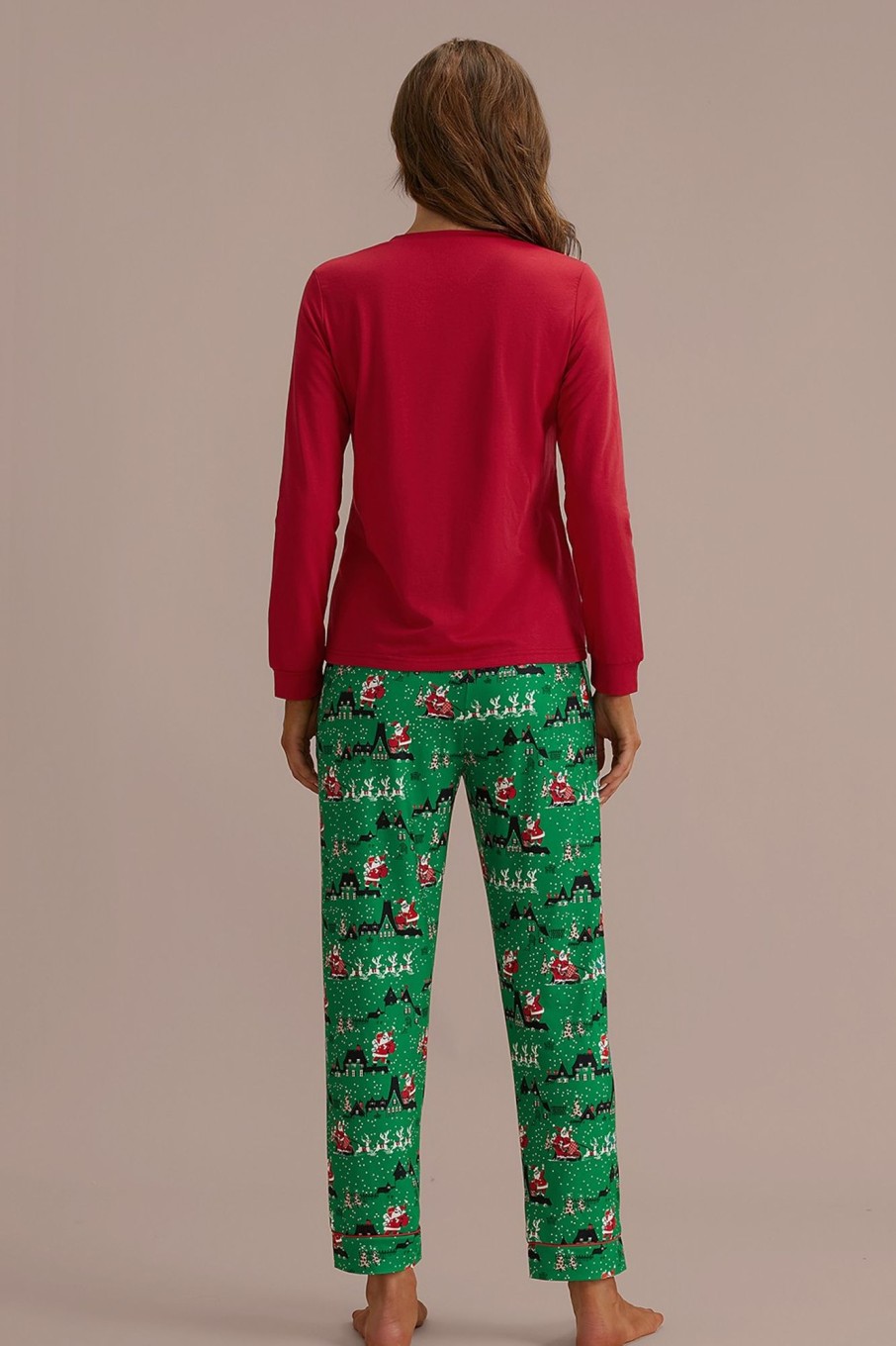 Clearance Santa'S Sleigh Print Long Sleeve Round Neck Pj Set Multi