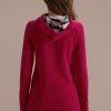 Clearance Color Plaid Long Sleeve Zipper Side Pockets Hoodie Red